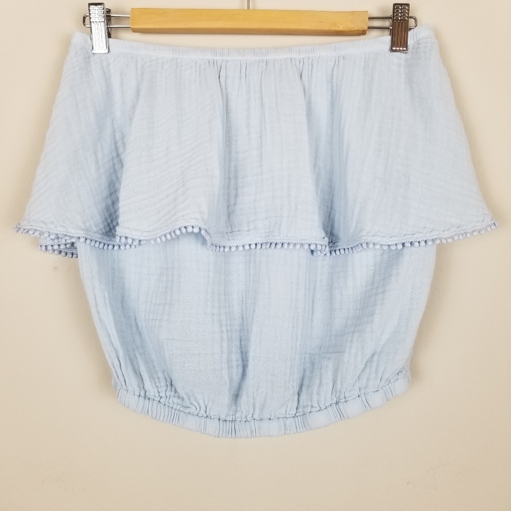 Michael Stars Blue Strapless Gauze Tube Top